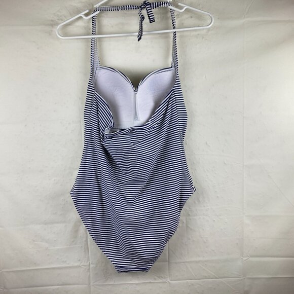 NIP TUCK Size 10 Blue White Striped Multi Fit Cup One Piece Bathing Swimsuit - Picture 5 of 9